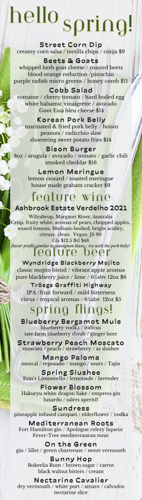 spring 2024 feature menu