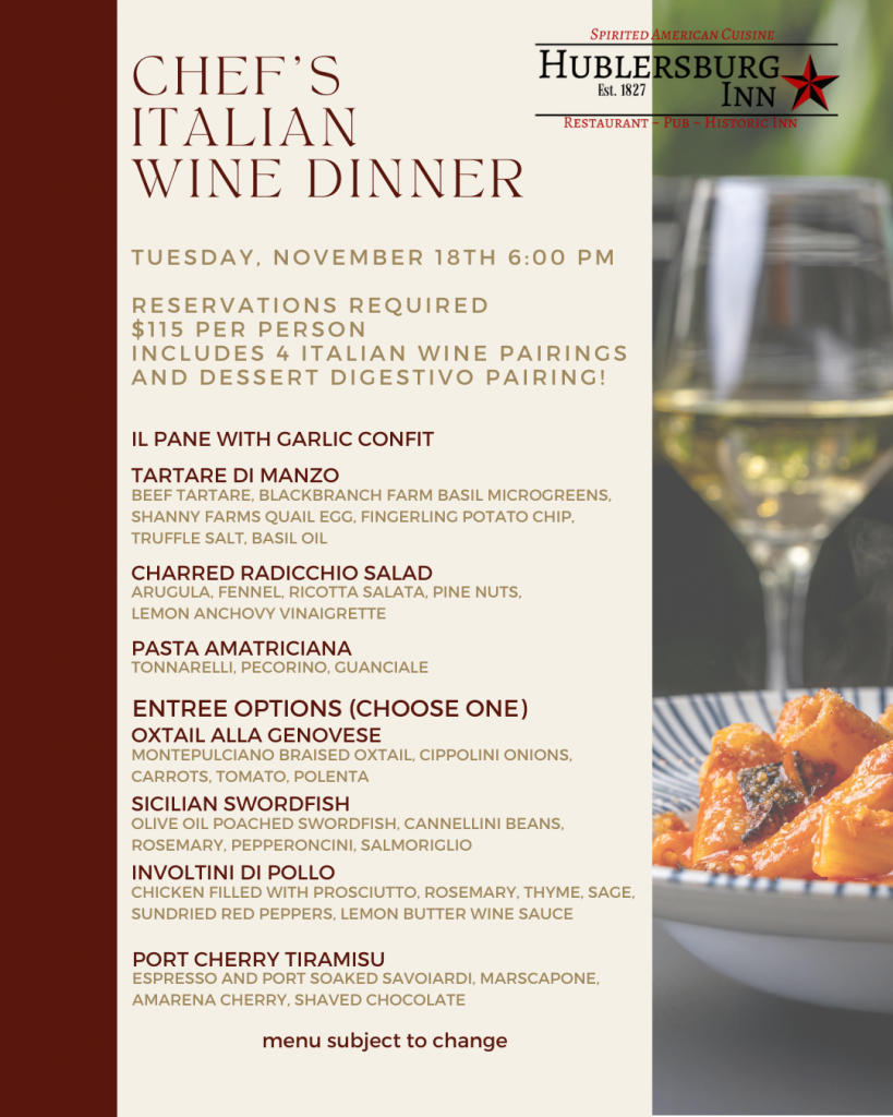 2025 Italian Wine menu