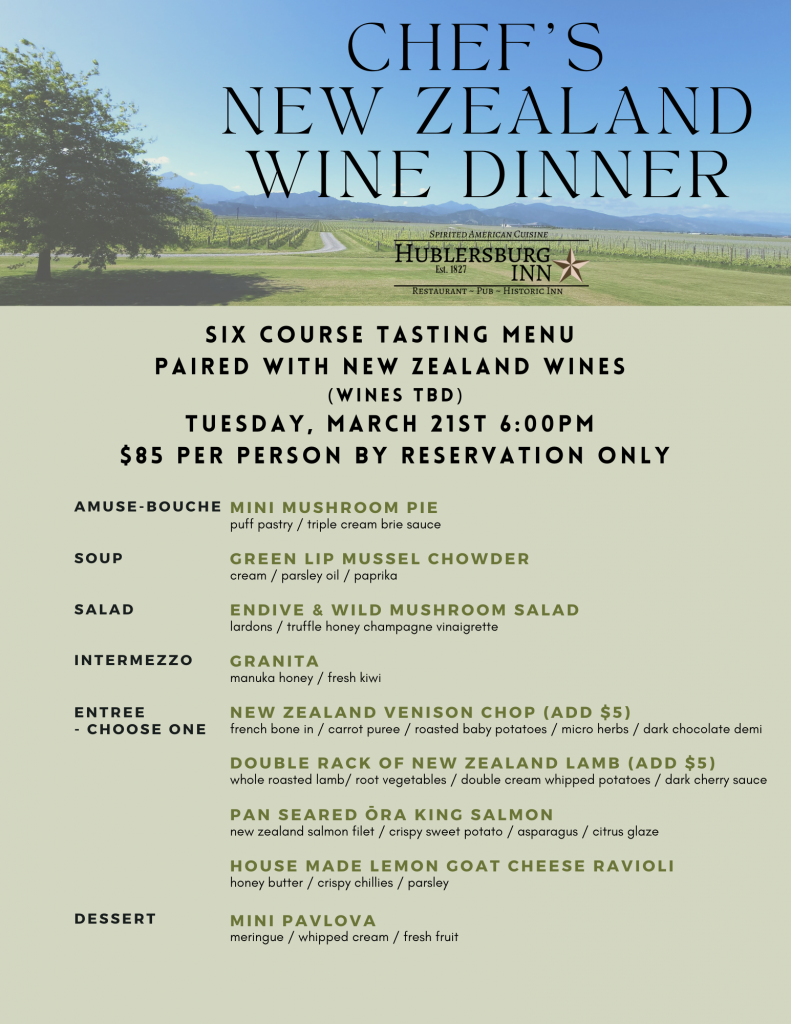 new zealand wine dinner menu  (8.5 × 11 in)